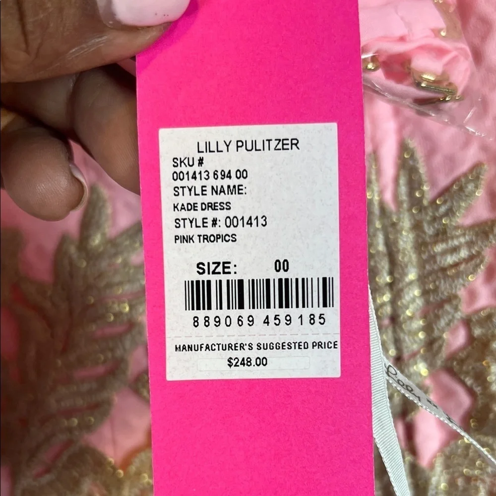 NWT Lilly Pulitzer Strapless Dress in Pink with Gold Accents 0164 - Picture 5 of 8
